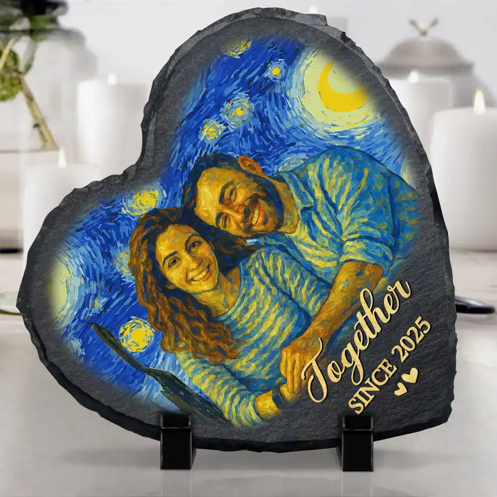 Custom Photo You & Me We Got This Under Starry Night - Personalized Heart Memorial Garden Stone - Image 5
