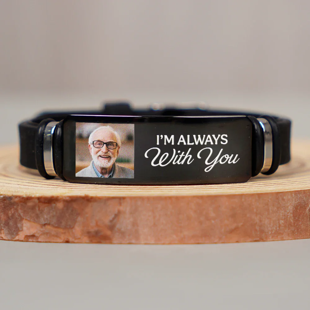 Custom Photo You Never Walk Alone Memorial - Personalised Engraved Bracelet - Image 3