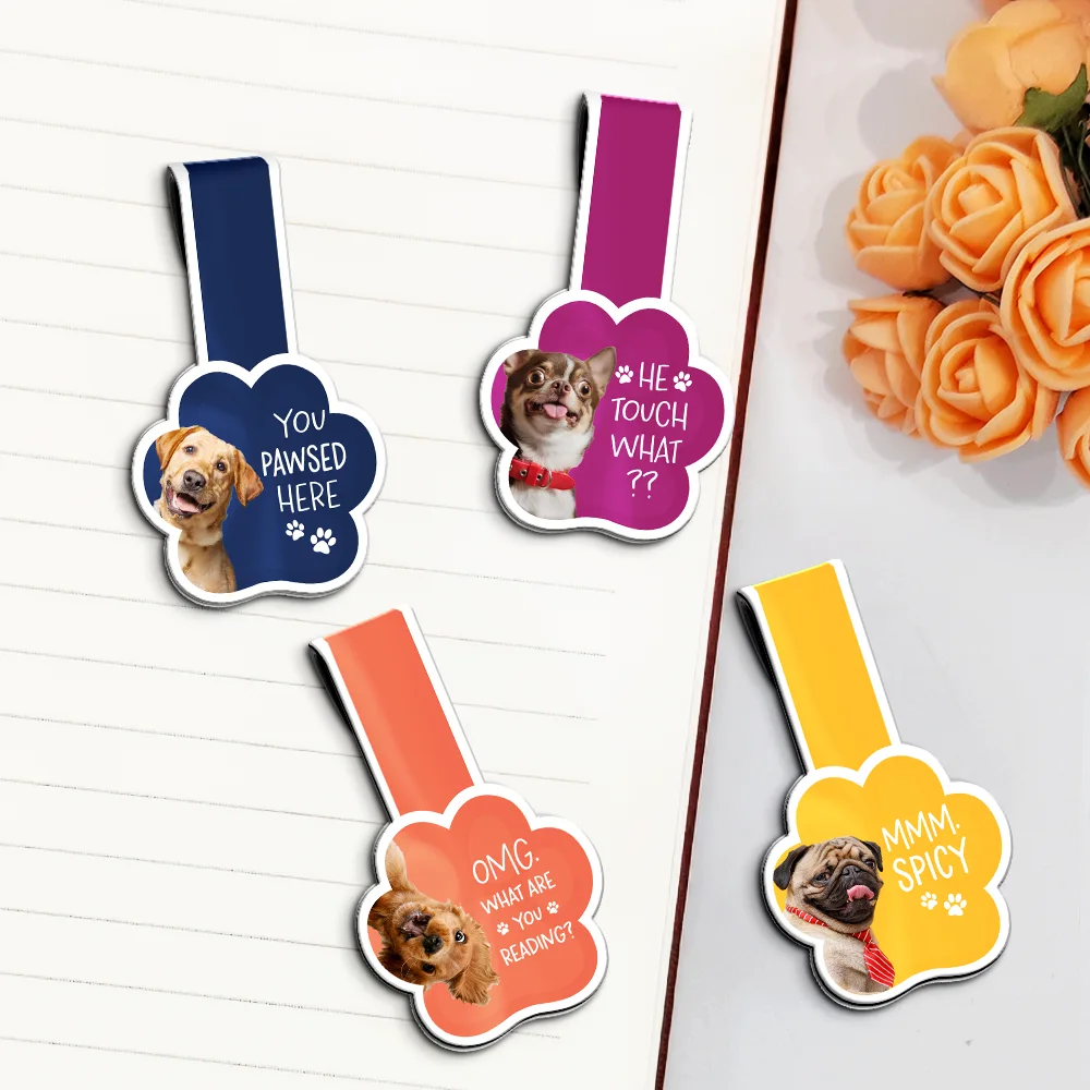 Custom Photo You Pawsed Here - Personalized Custom Shaped Magnetic Bookmark Clip - Image 3
