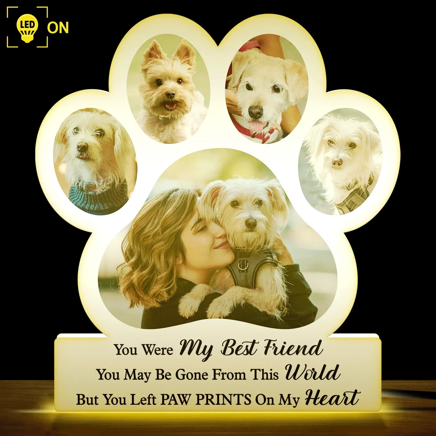 Custom Photo You Were My Favorite Hello And My Hardest Goodbye - Memorial Gift For Pet Lovers, Dog Mom, Dog Dad, Cat Mom, Cat Dad - Personalized Custom Shaped Photo Light Box - Image 2