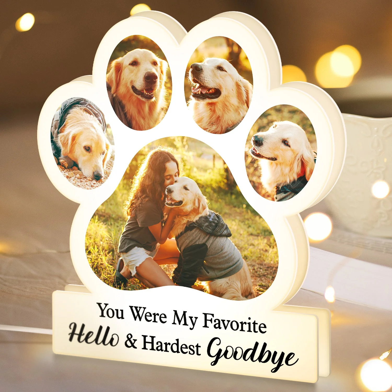 Custom Photo You Were My Favorite Hello And My Hardest Goodbye - Memorial Gift For Pet Lovers, Dog Mom, Dog Dad, Cat Mom, Cat Dad - Personalized Custom Shaped Photo Light Box - Image 4