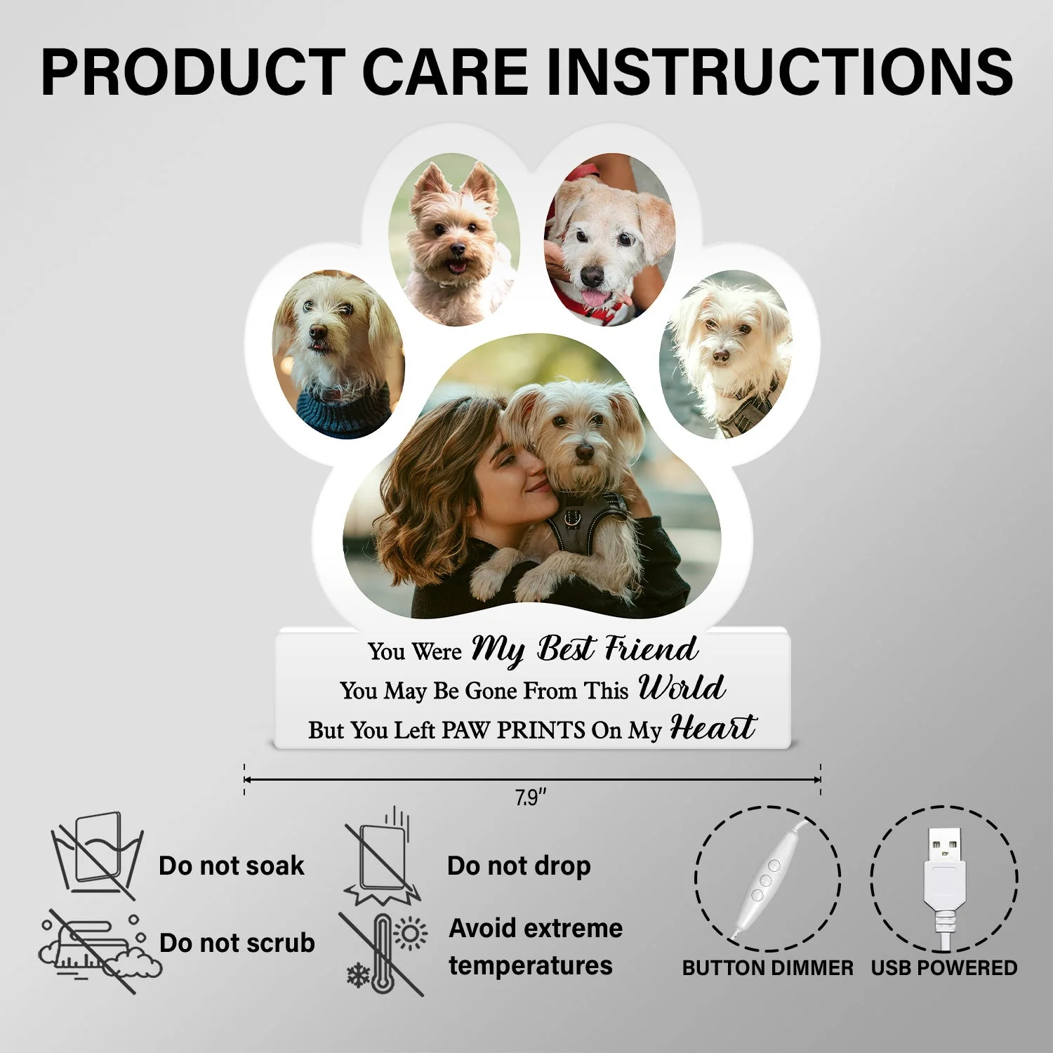 Custom Photo You Were My Favorite Hello And My Hardest Goodbye - Memorial Gift For Pet Lovers, Dog Mom, Dog Dad, Cat Mom, Cat Dad - Personalized Custom Shaped Photo Light Box - Image 6