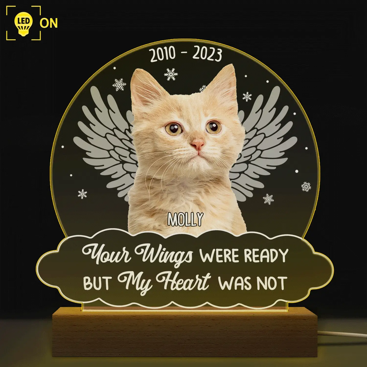 Custom Photo You Were My Favorite Hello - Memorial Gift For Pet Lovers - 3D Led Light Wooden Base - Image 3