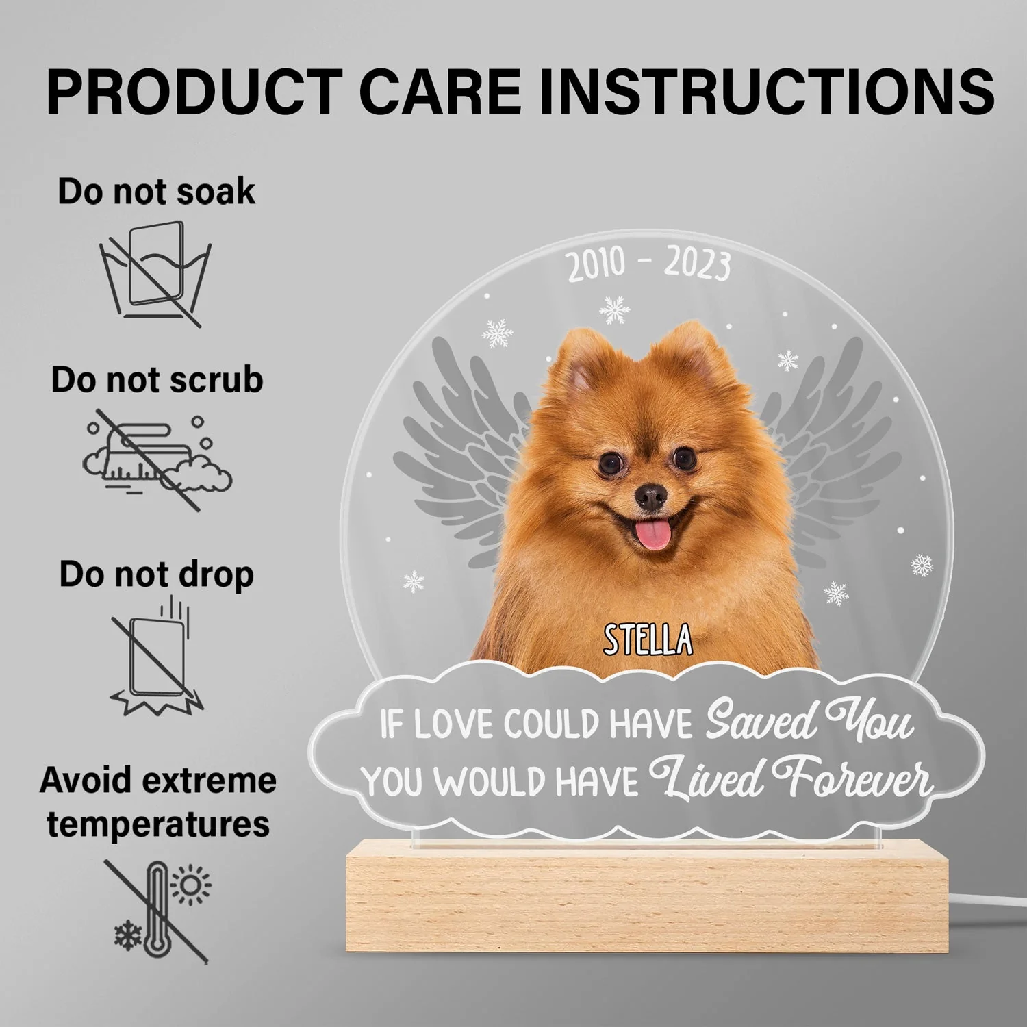 Custom Photo You Were My Favorite Hello - Memorial Gift For Pet Lovers - 3D Led Light Wooden Base - Image 7