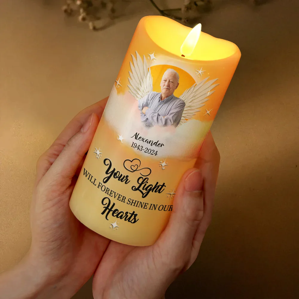 Custom Photo You Were The Light Of Our Lives - Personalized Flameless LED Candle - Image 4