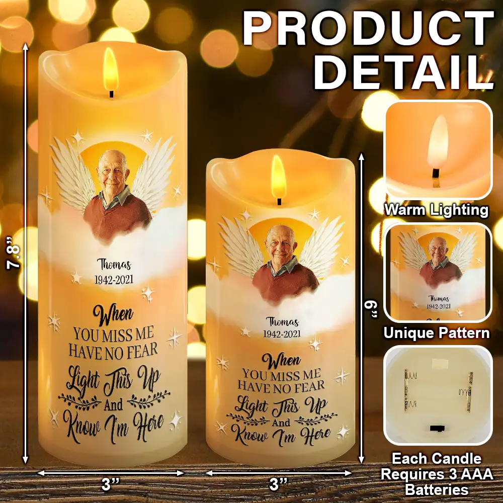 Custom Photo You Were The Light Of Our Lives - Personalized Flameless LED Candle - Image 6