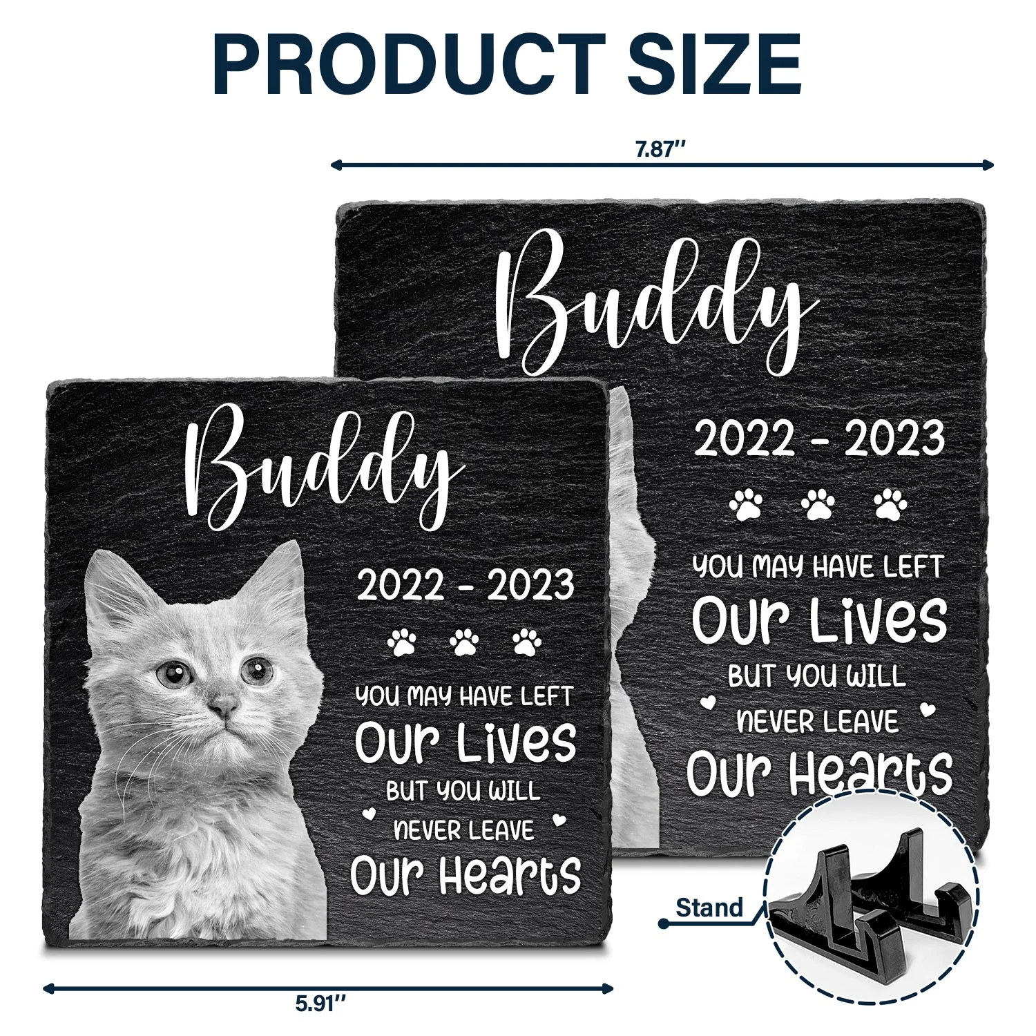 Custom Photo You Will Never Leave Our Hearts - Memorial Gift For Pet Lovers - Personalized Rectangle Memorial Garden Stone - Image 6
