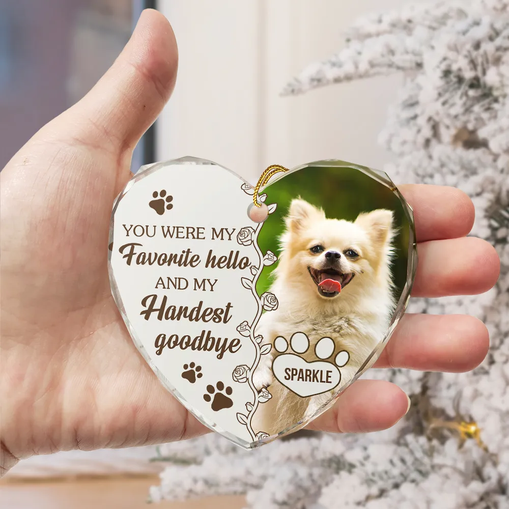 Custom Photo You Would Have Lived Forever Dog Cat Memorial - Personalized Heart Shaped Glass Ornament - Image 3