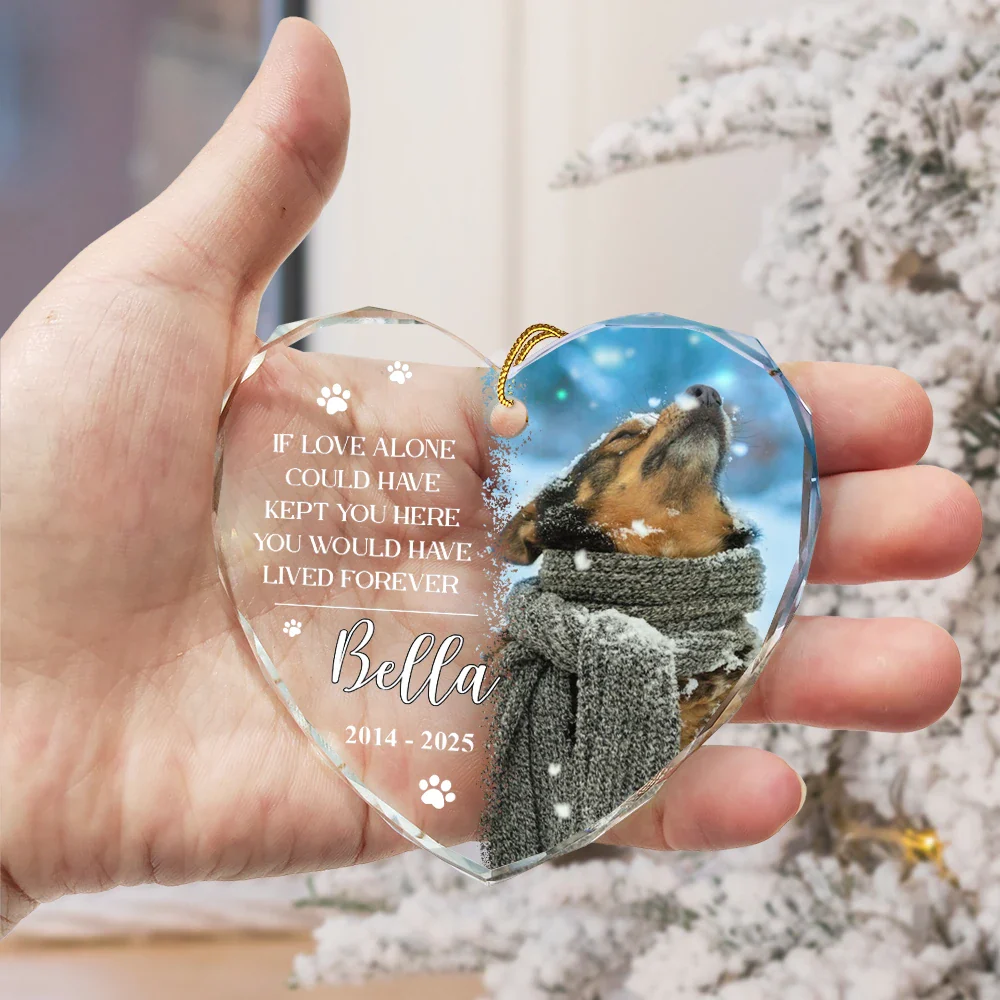Custom Photo You Would Have Lived Forever Pet Loss - Personalized Heart Shaped Glass Ornament - Image 3