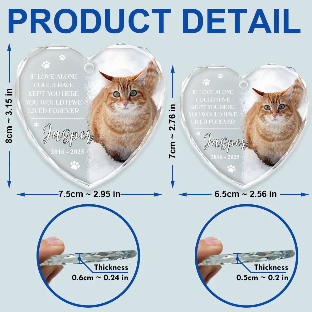 Custom Photo You Would Have Lived Forever Pet Loss - Personalized Heart Shaped Glass Ornament - Image 5