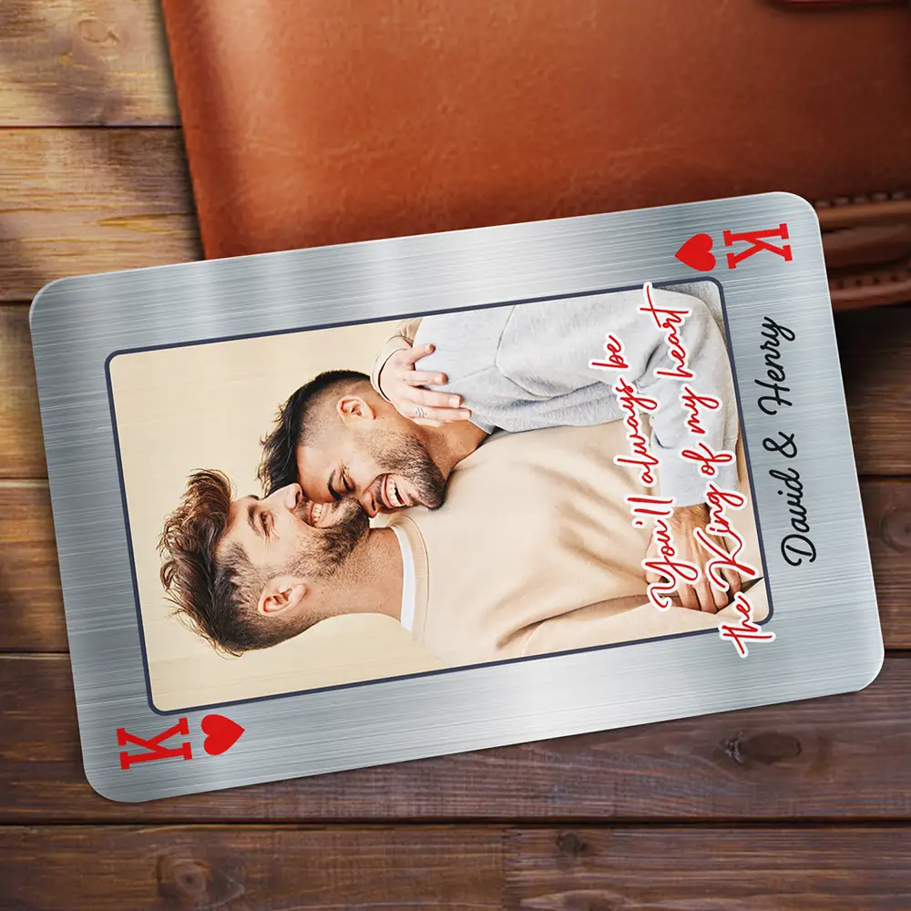 Custom Photo You'll Always Be The King Of My Heart - Personalized Aluminum Wallet Card - Image 2