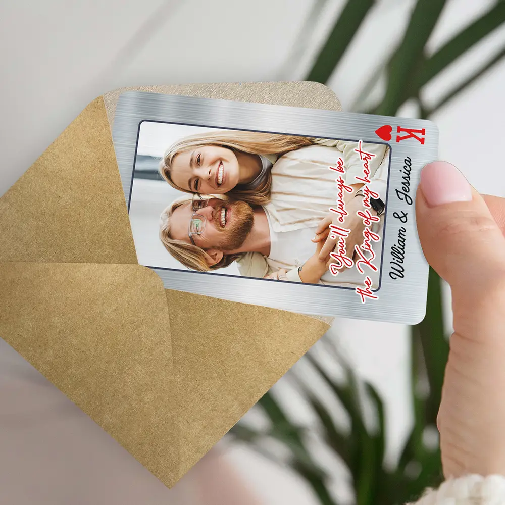 Custom Photo You'll Always Be The King Of My Heart - Personalized Aluminum Wallet Card - Image 5