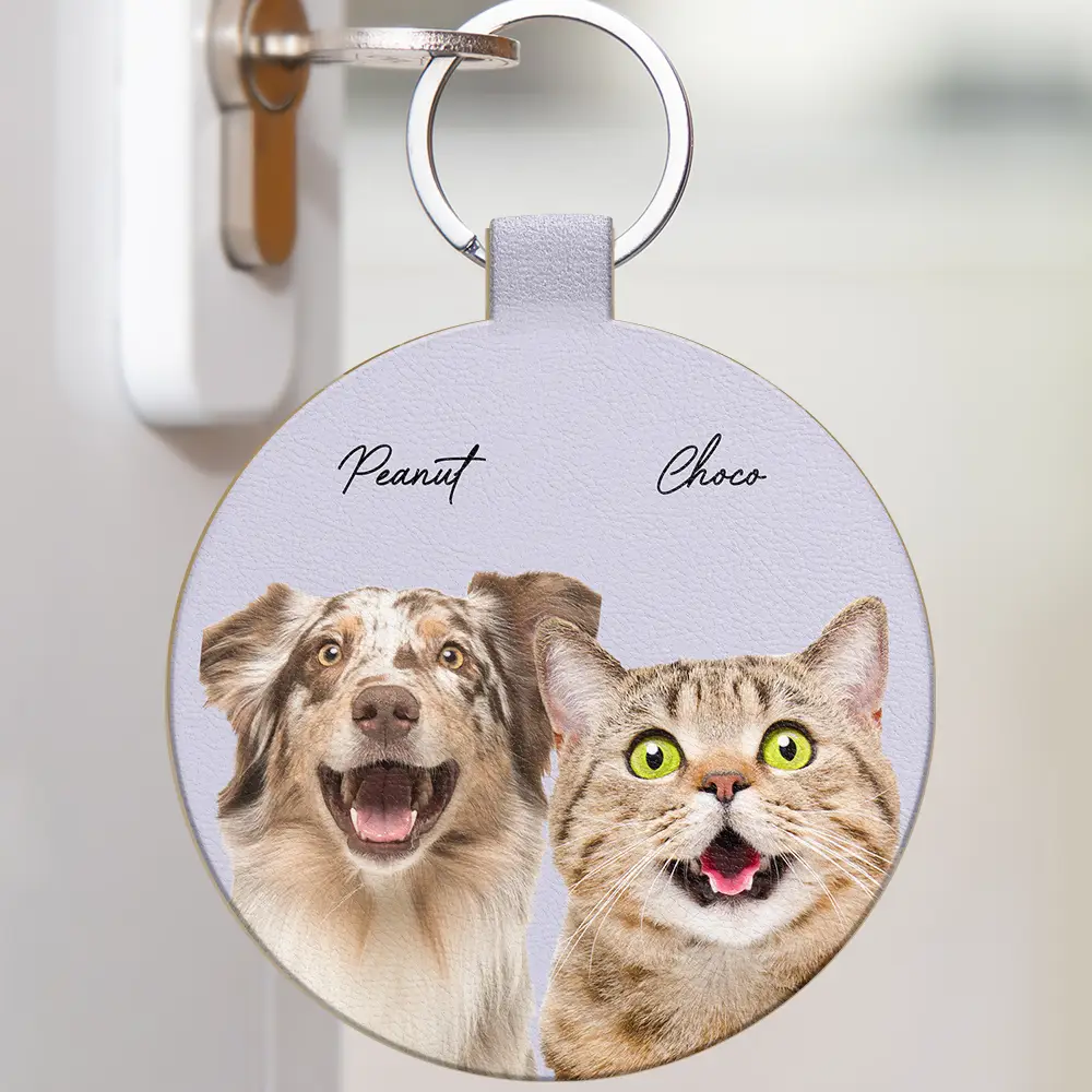 Custom Photo Your Dog Cat Pet - Personalized Custom Shaped Leather Keychain - Image 3