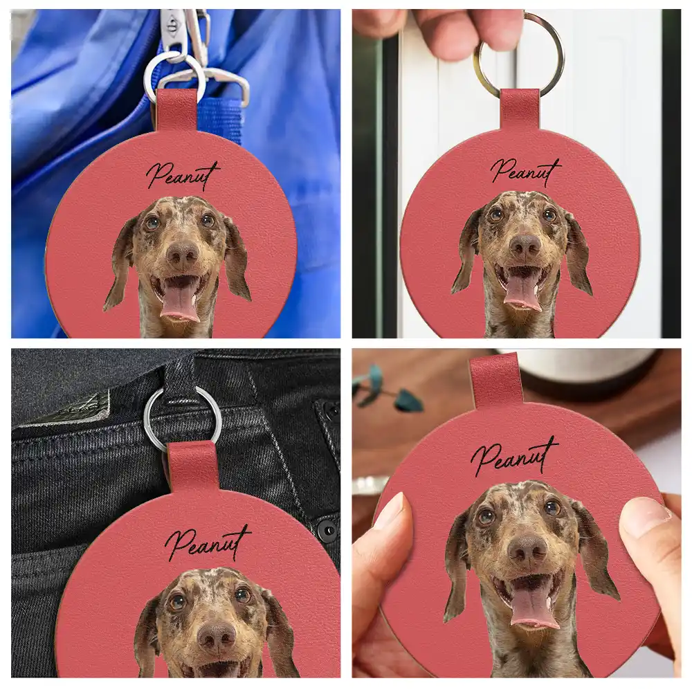 Custom Photo Your Dog Cat Pet - Personalized Custom Shaped Leather Keychain - Image 6