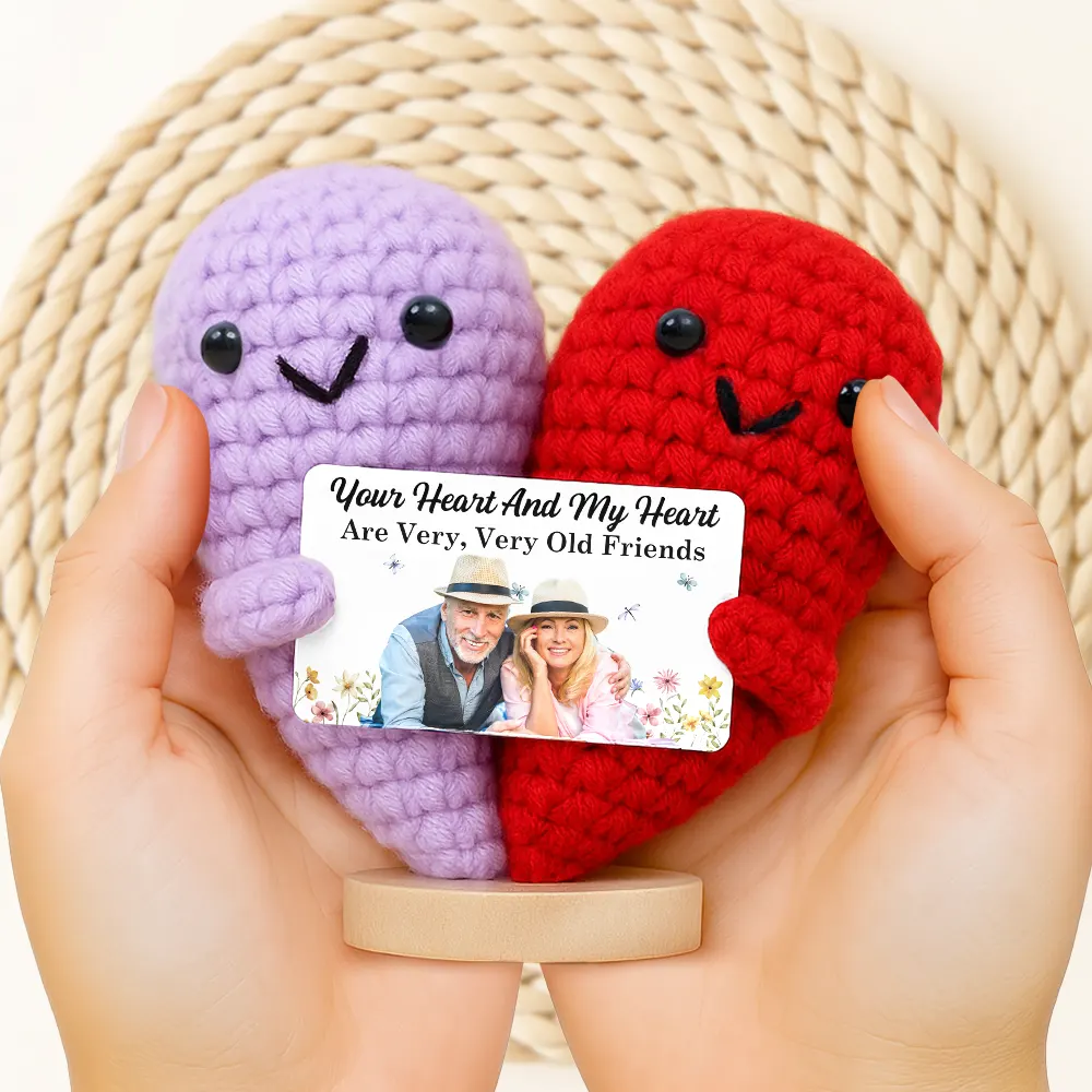 Custom Photo Your Heart And My Heart Are Very Old Friends - Personalized Doll Crochet With Custom Card - Image 3