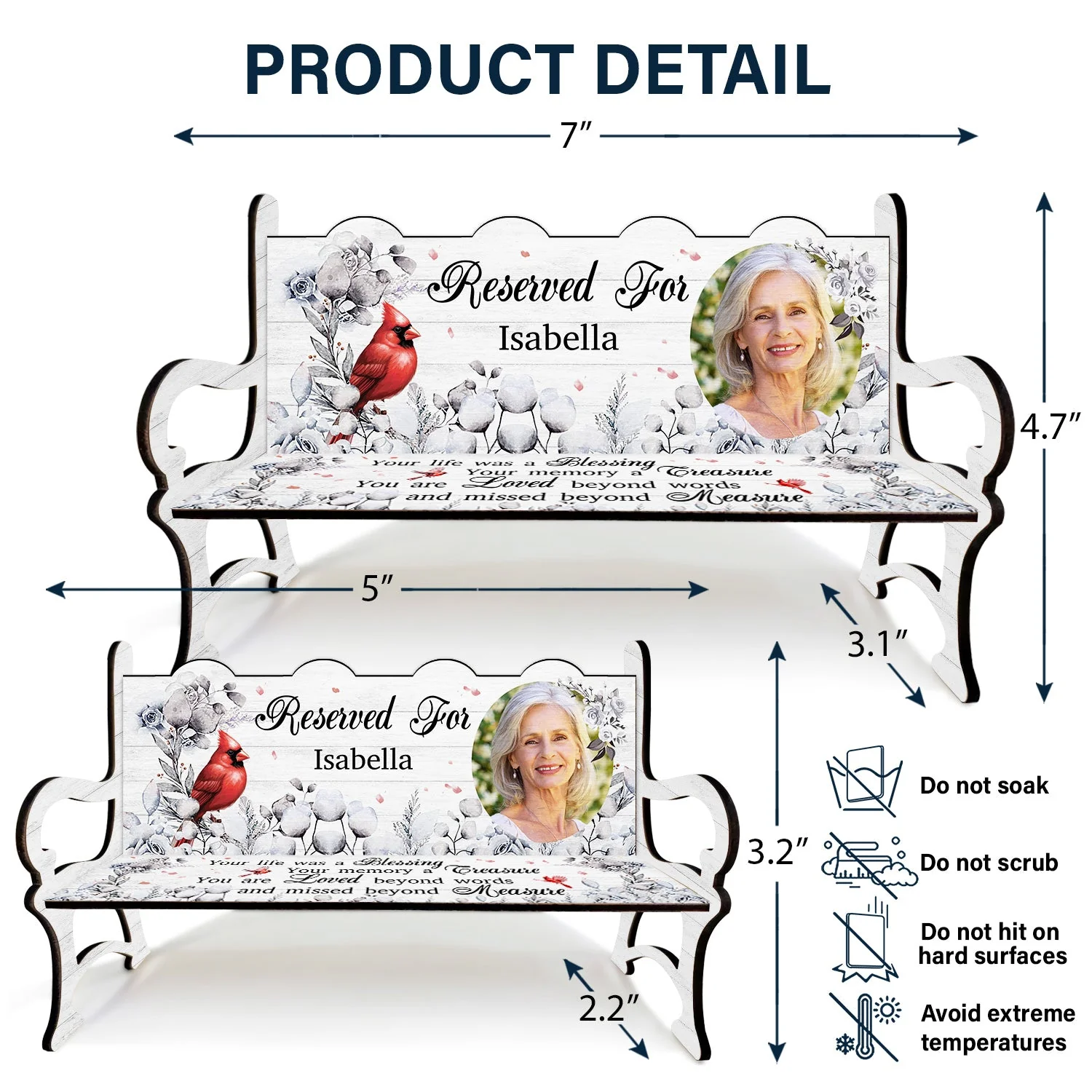 Custom Photo Your Life Was A Blessing - Memorial Gift For Family, Friends, Siblings - Personalized Memorial Bench - Image 5