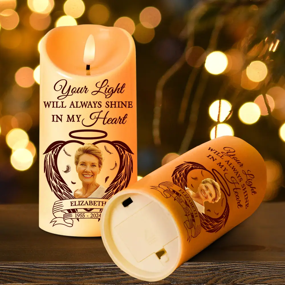 Custom Photo Your Light Always Shine In My Heart - Personalized Flameless LED Candle - Image 5