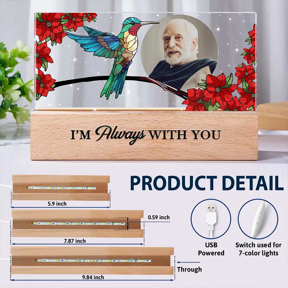Custom Photo Your Light Will Always Shine In My Heart Memorial - Personalized Rectangle LED Light - Image 6