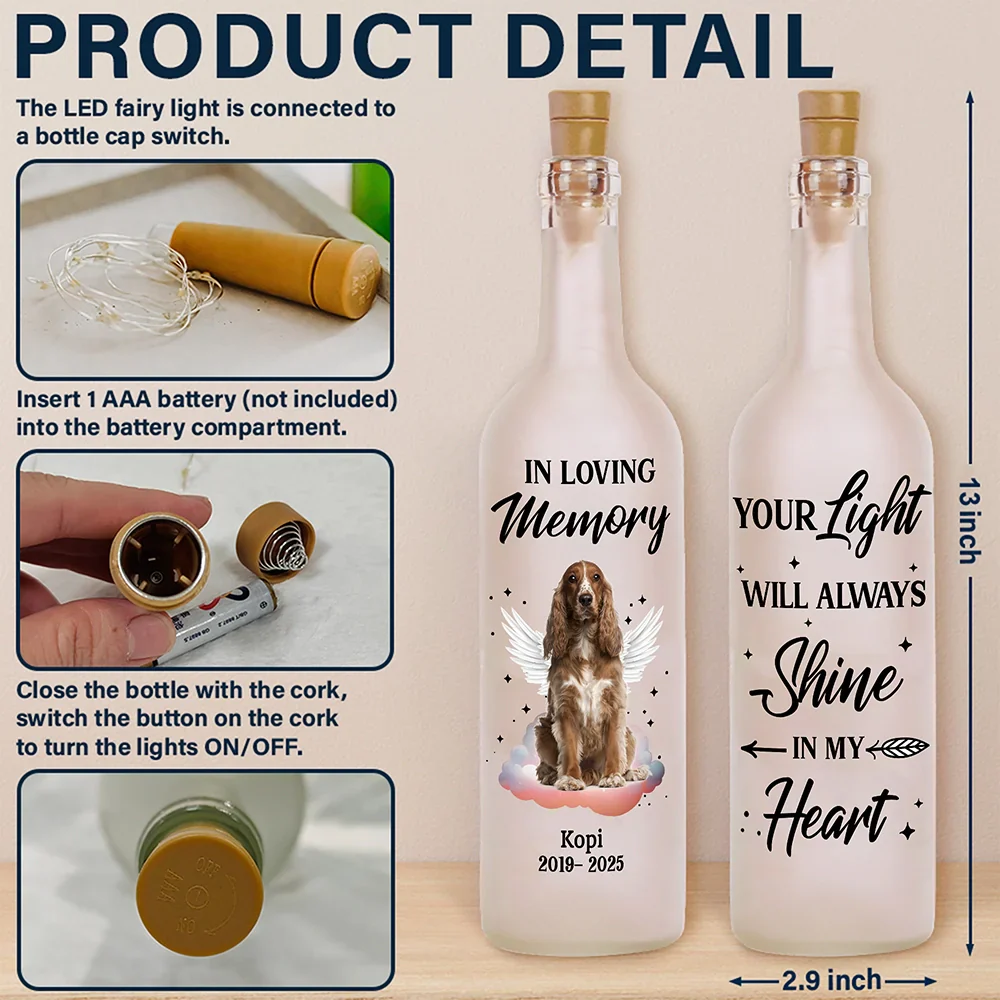 Custom Photo Your Light Will Always Shine In My Heart - Personalized Bottle Light - Image 5