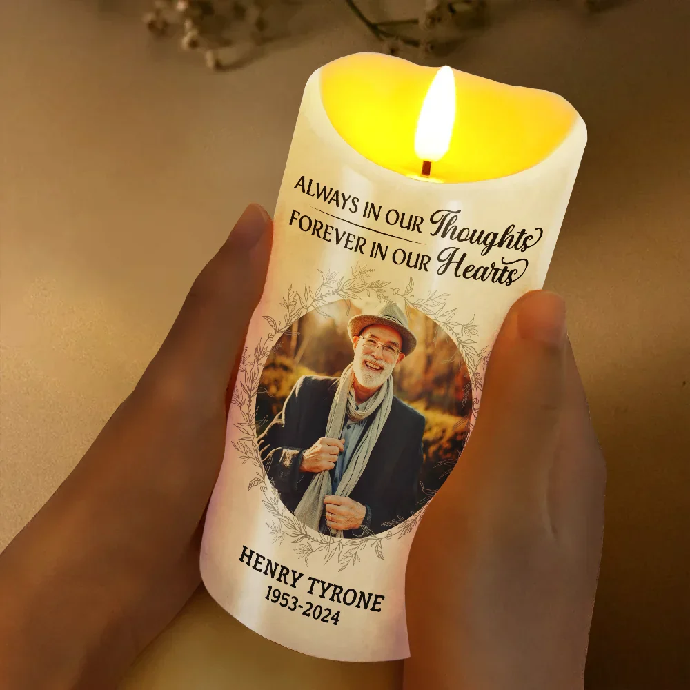 Custom Photo Your Light Will Always Shine In My Heart - Personalized Flameless LED Candle - Image 3