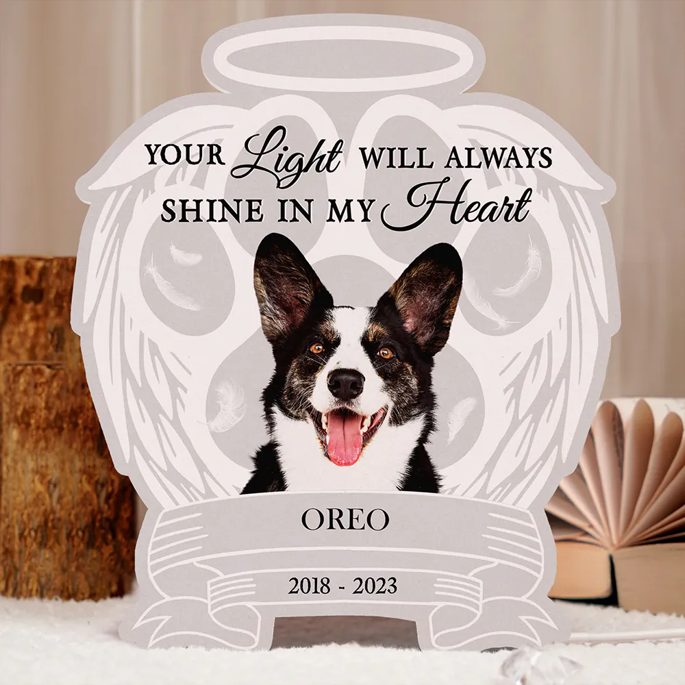 Custom Photo Your Light Will Always Shine In My Heart Pet Memorial - Personalized Custom Shaped Light Box - Image 6