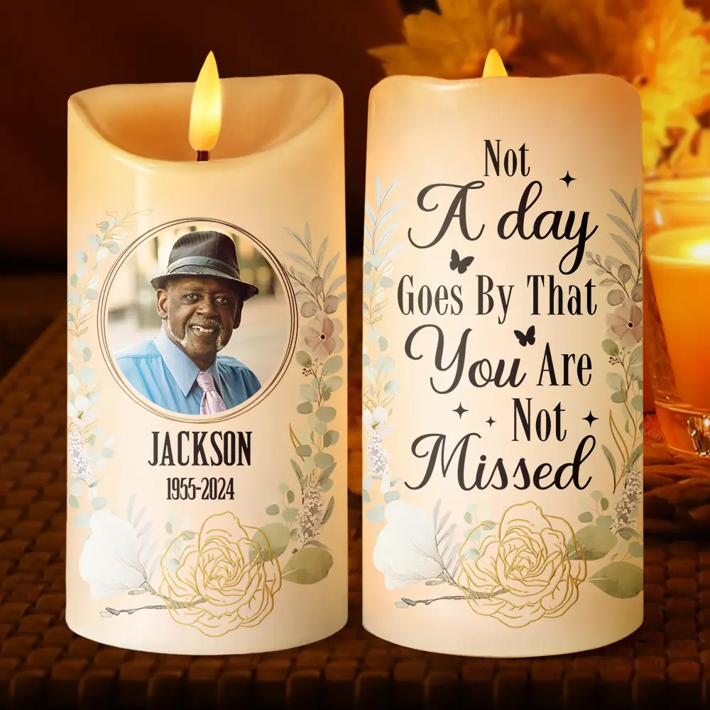 Custom Photo Your Light Will Always Shine In Our Hearts Memorial - Personalized Flameless LED Candle - Image 2