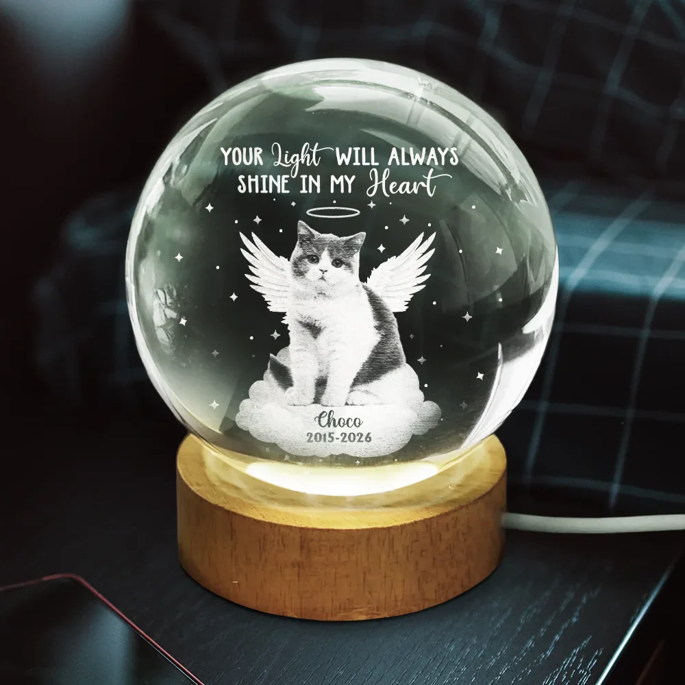 Custom Photo Your Light Will Always Shine - Personalized Crystal Globe Lamp - Image 4