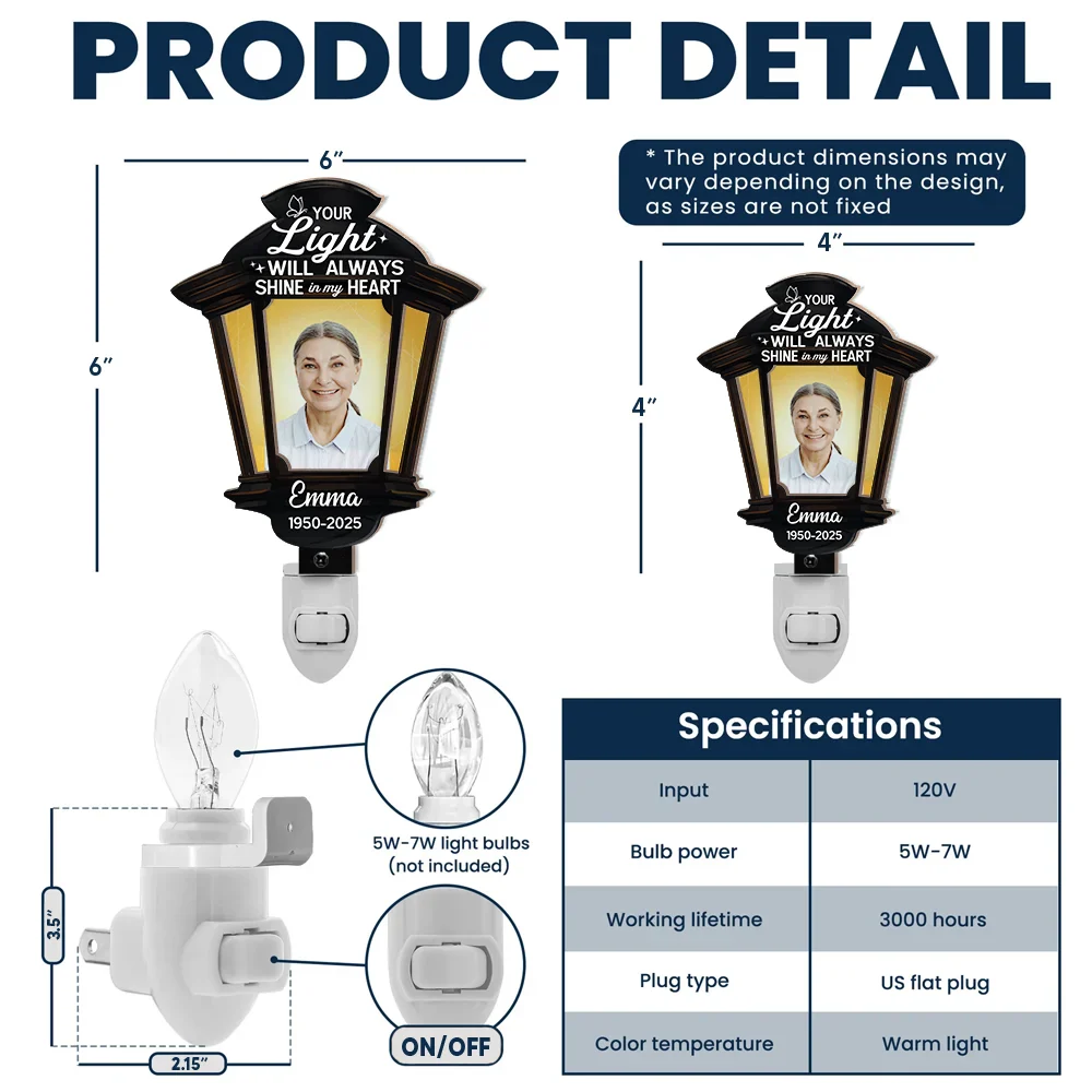 Custom Photo Your Light Will Always Shine - Personalized Plug-in Night Light - Image 7