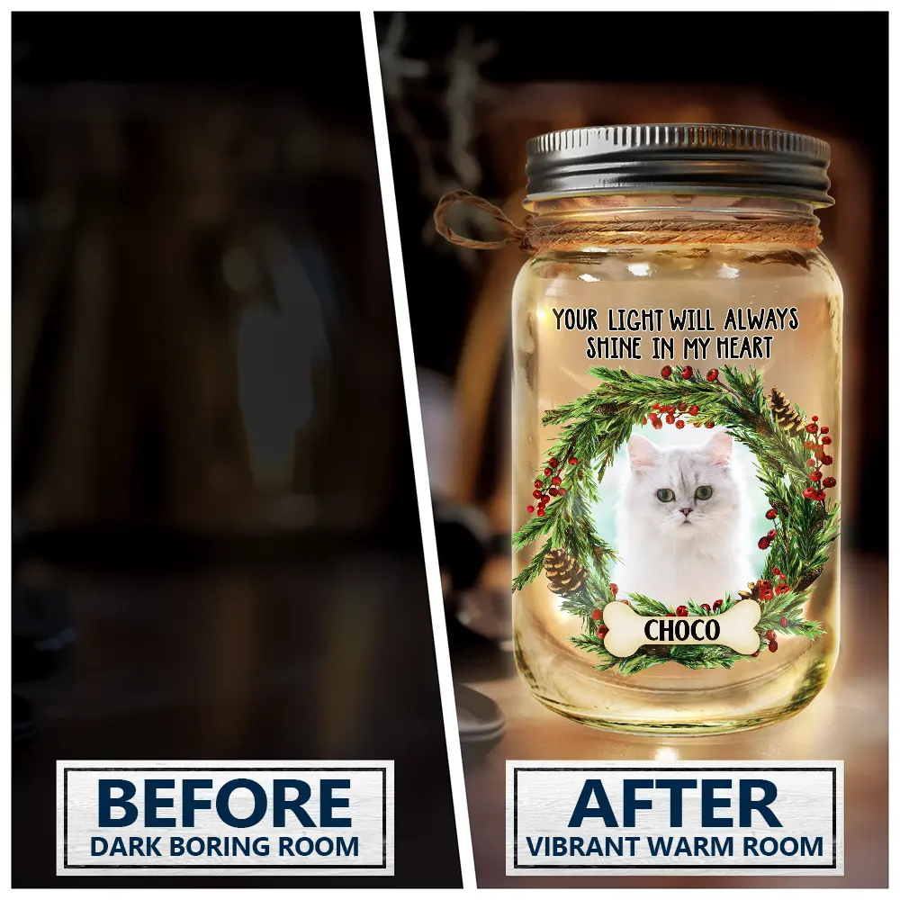 Custom Photo Your Light Will Shine In My Heart - Personalized Mason Jar Light - Image 4