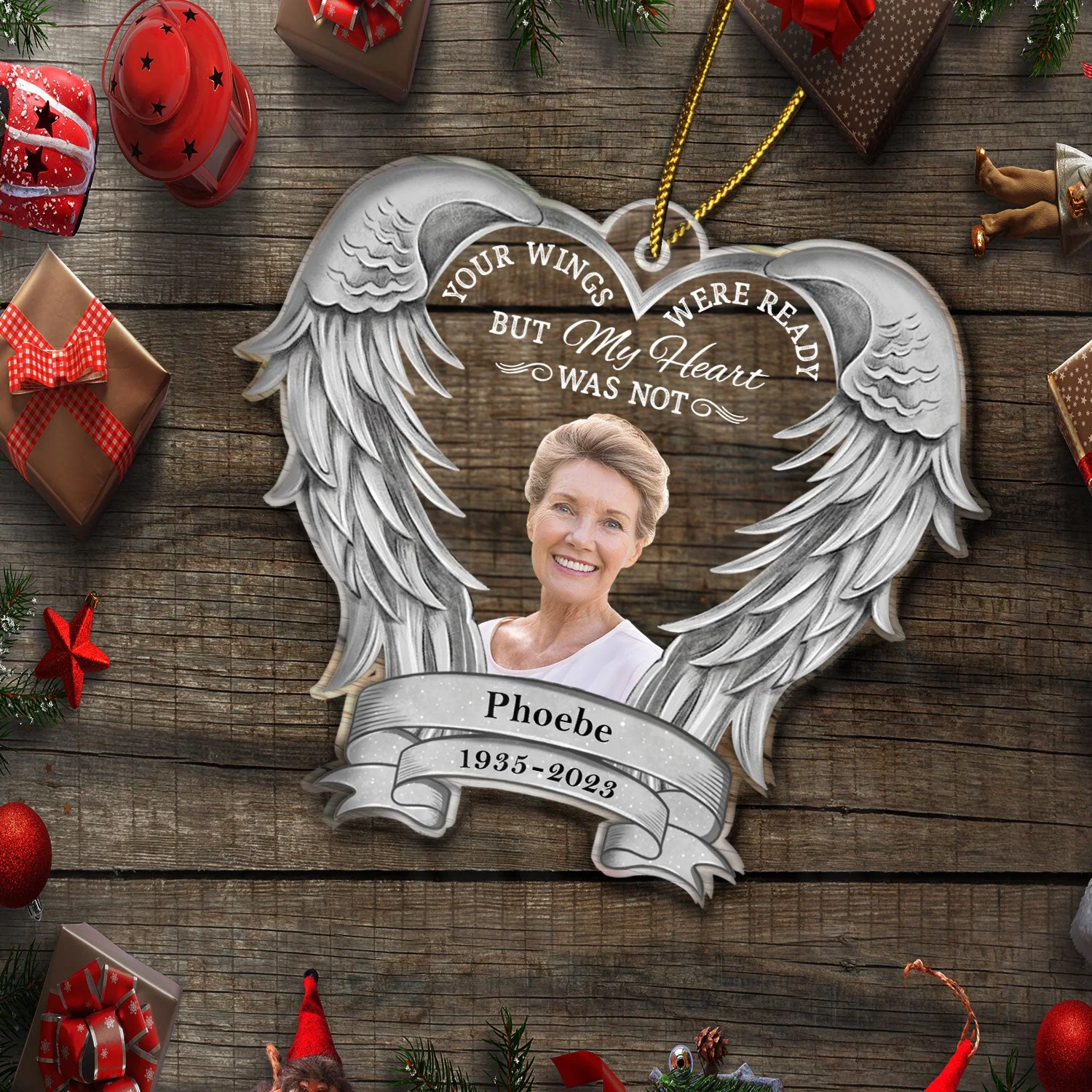 Custom Photo Your Wings Were Ready But My Heart Was Not - Christmas Keepsake, Memorial Gift - Personalized Custom Shaped Acrylic Ornament - Image 6