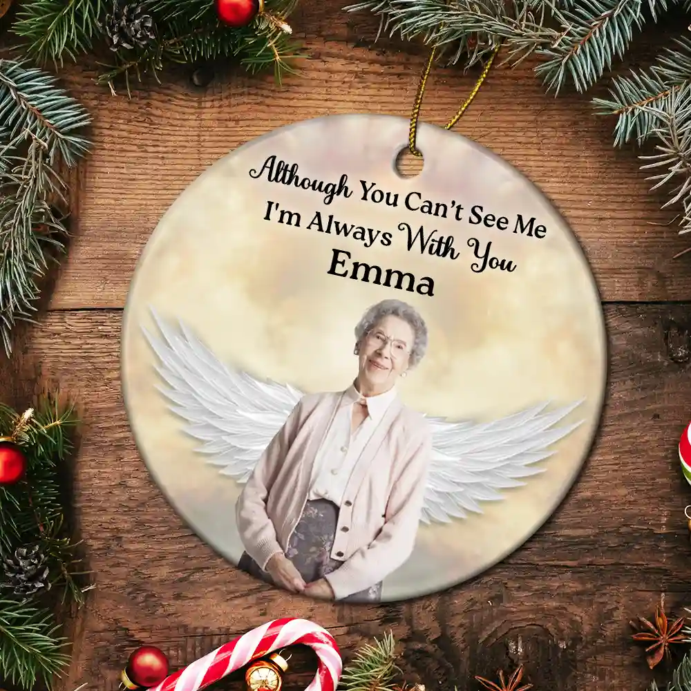 Custom Photo Your Wings Were Ready But My Heart Was Not - Personalized Circle Ceramic Ornament - Image 6
