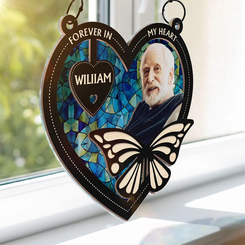 Custom Photo Your Wings Were Ready - Personalized Window Hanging Suncatcher Ornament - Image 4