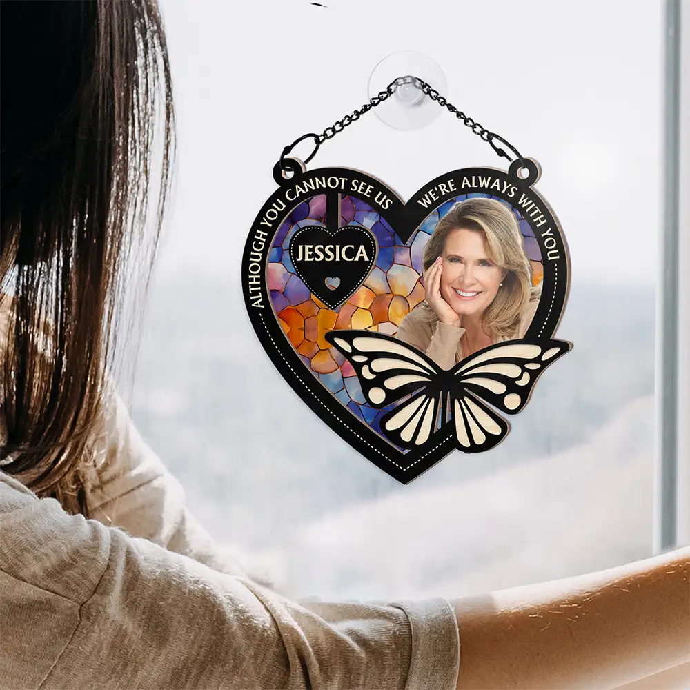 Custom Photo Your Wings Were Ready - Personalized Window Hanging Suncatcher Ornament - Image 5