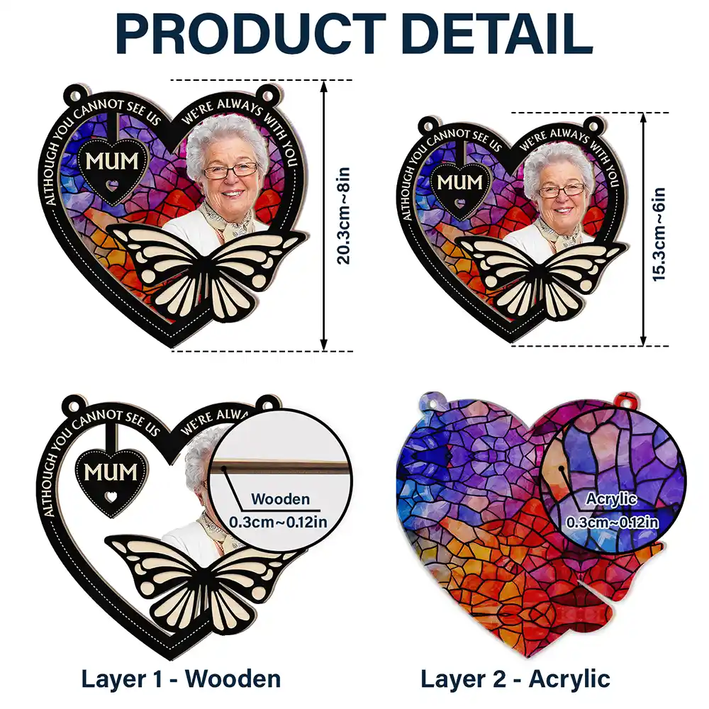 Custom Photo Your Wings Were Ready - Personalized Window Hanging Suncatcher Ornament - Image 6