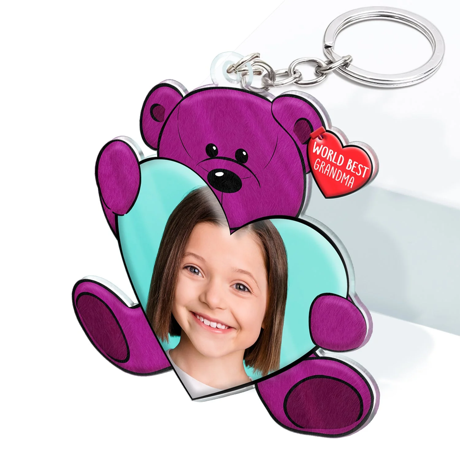Custom Photo You're Doing Great Bear Hug - Loving Gift For Mom, Mum, Nana - Personalized Acrylic Keychain - Image 2