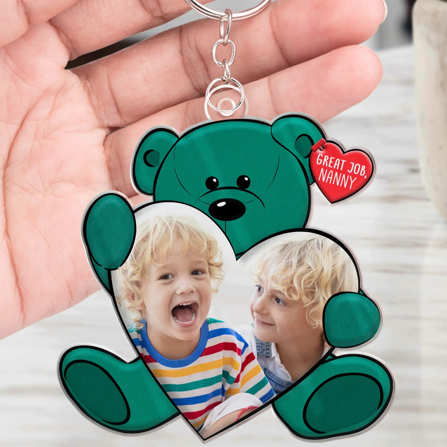 Custom Photo You're Doing Great Bear Hug - Loving Gift For Mom, Mum, Nana - Personalized Acrylic Keychain - Image 4
