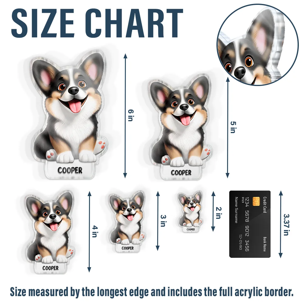 Cute 3D Effect Dog And Cat With Name - Personalized Acrylic Fridge Magnet - Image 2