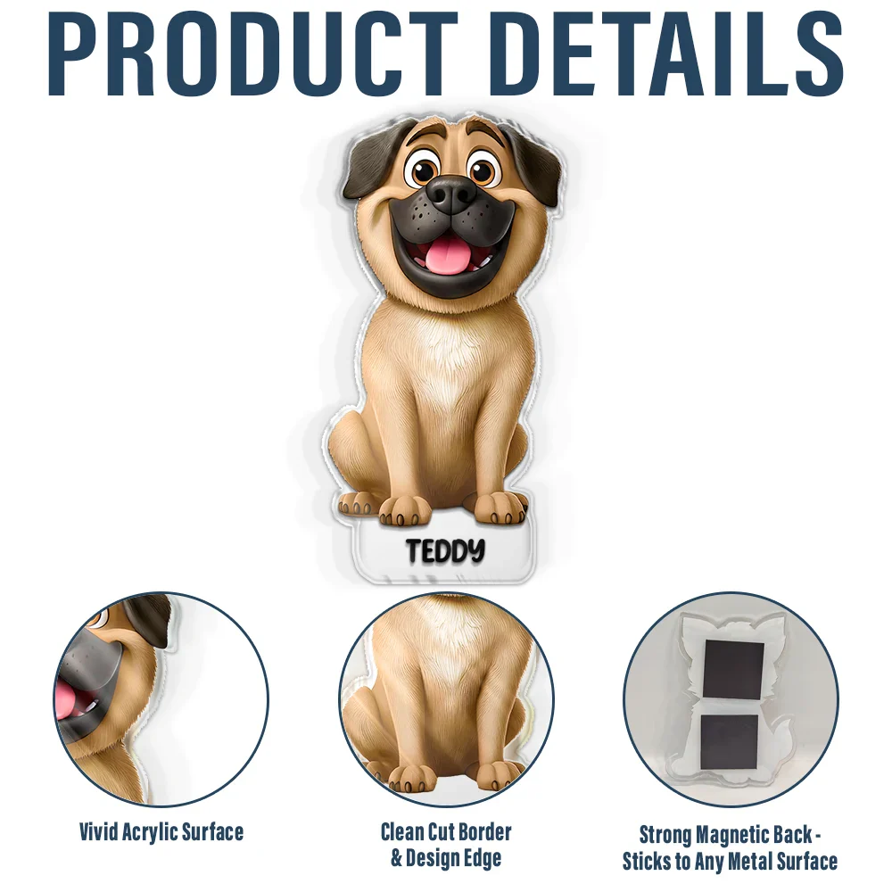 Cute 3D Effect Dog And Cat With Name - Personalized Acrylic Fridge Magnet - Image 5