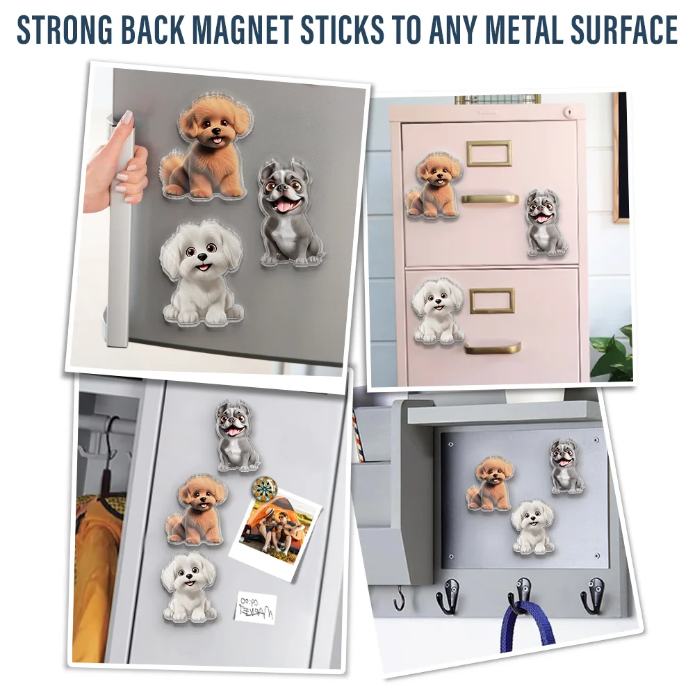 Cute 3D Effect Dog And Cat With Name - Personalized Acrylic Fridge Magnet - Image 6
