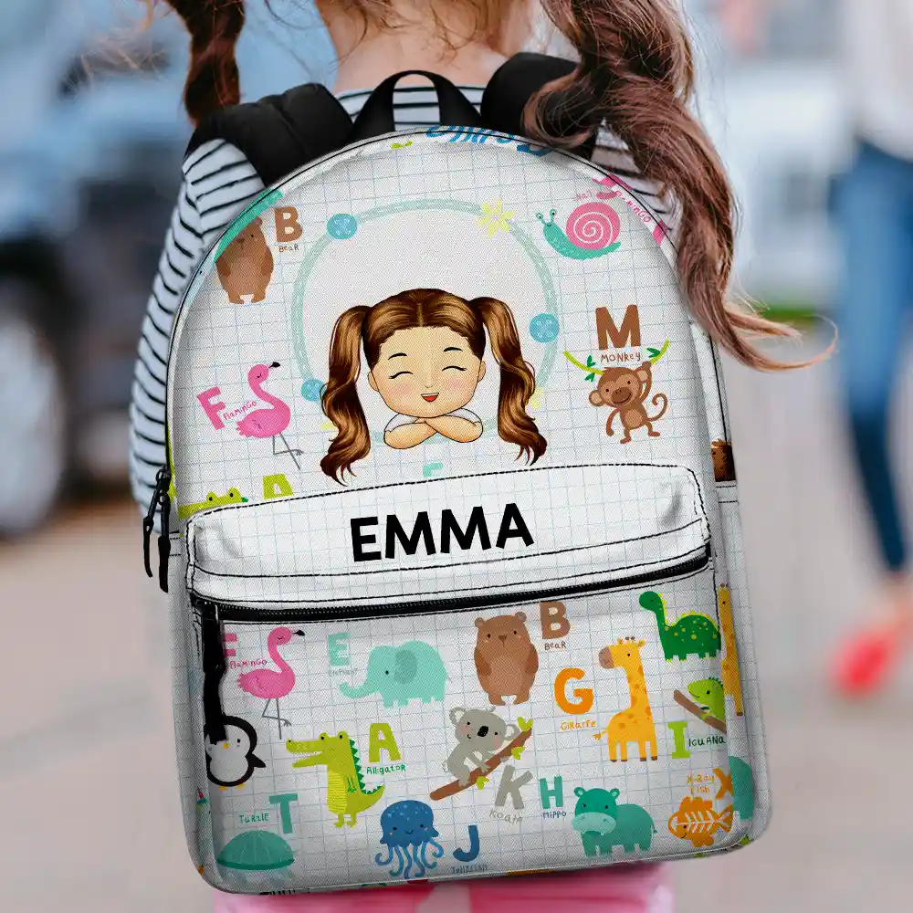 Cute Animal Alphabet - Personalized Canvas Backpack - Image 2