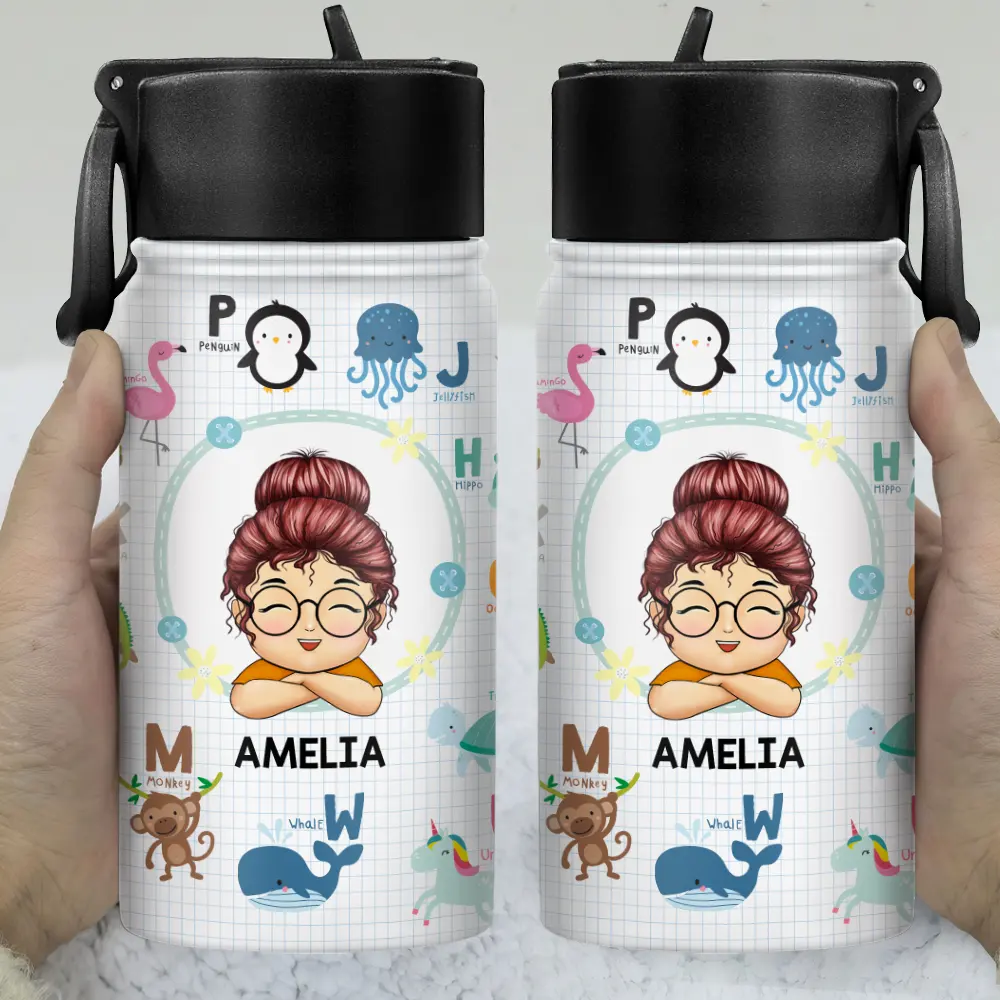 Cute Animal Alphabet - Personalized Kids Water Bottle - Image 3