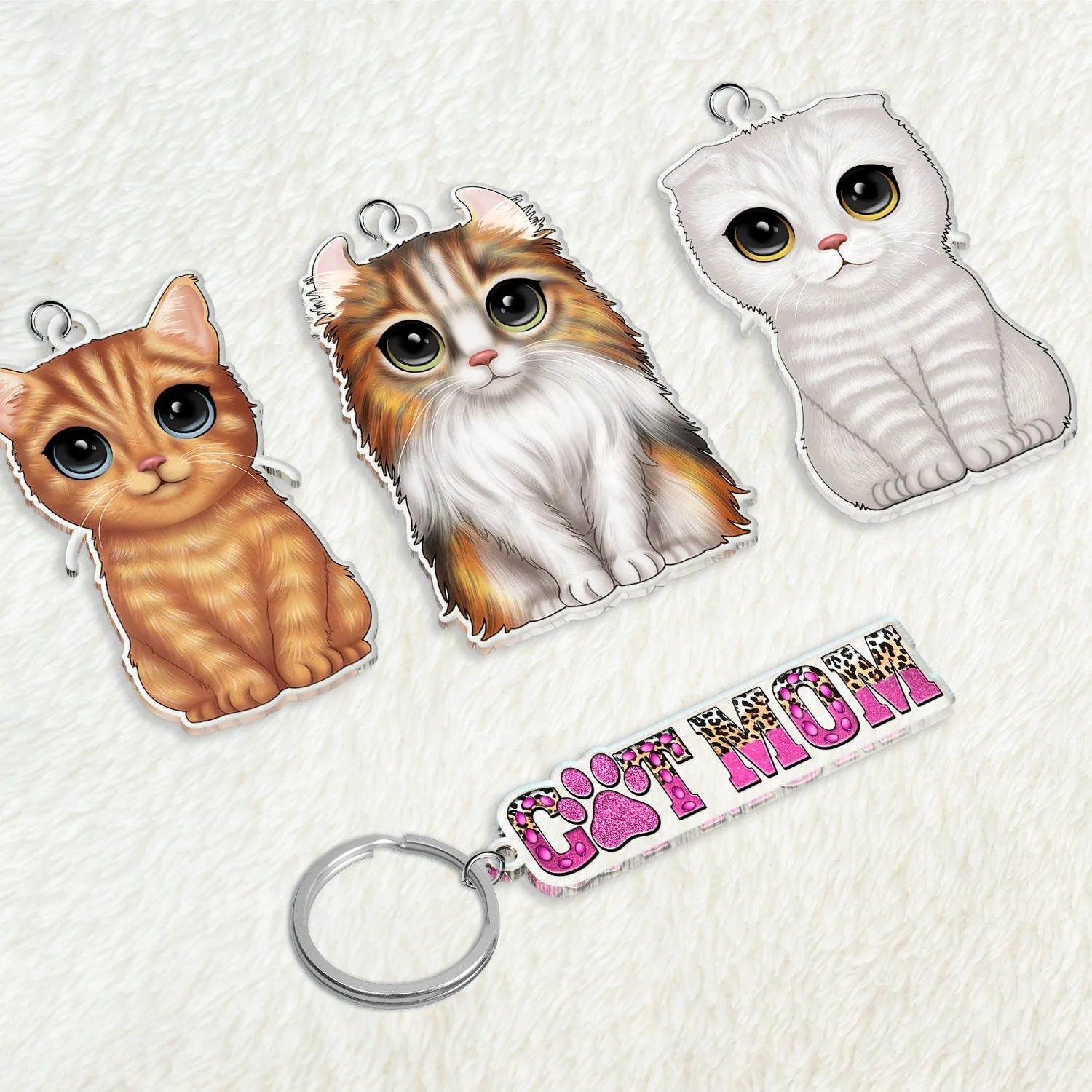 Cute Cat - Funny Gift For Cat Lovers, Cat Mom, Cat Dad - Personalized Acrylic Tag Keychain - Image 3