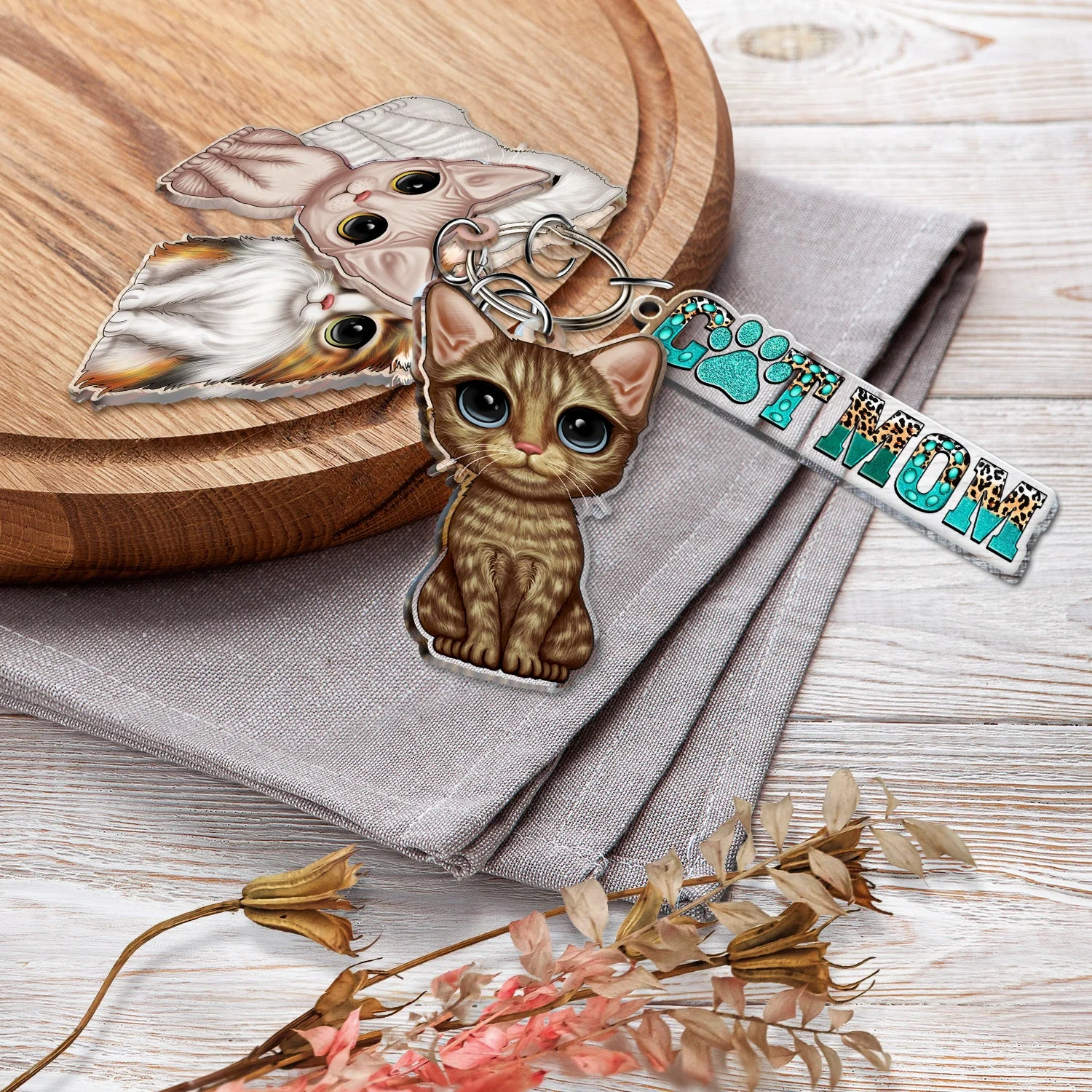 Cute Cat - Funny Gift For Cat Lovers, Cat Mom, Cat Dad - Personalized Acrylic Tag Keychain - Image 4
