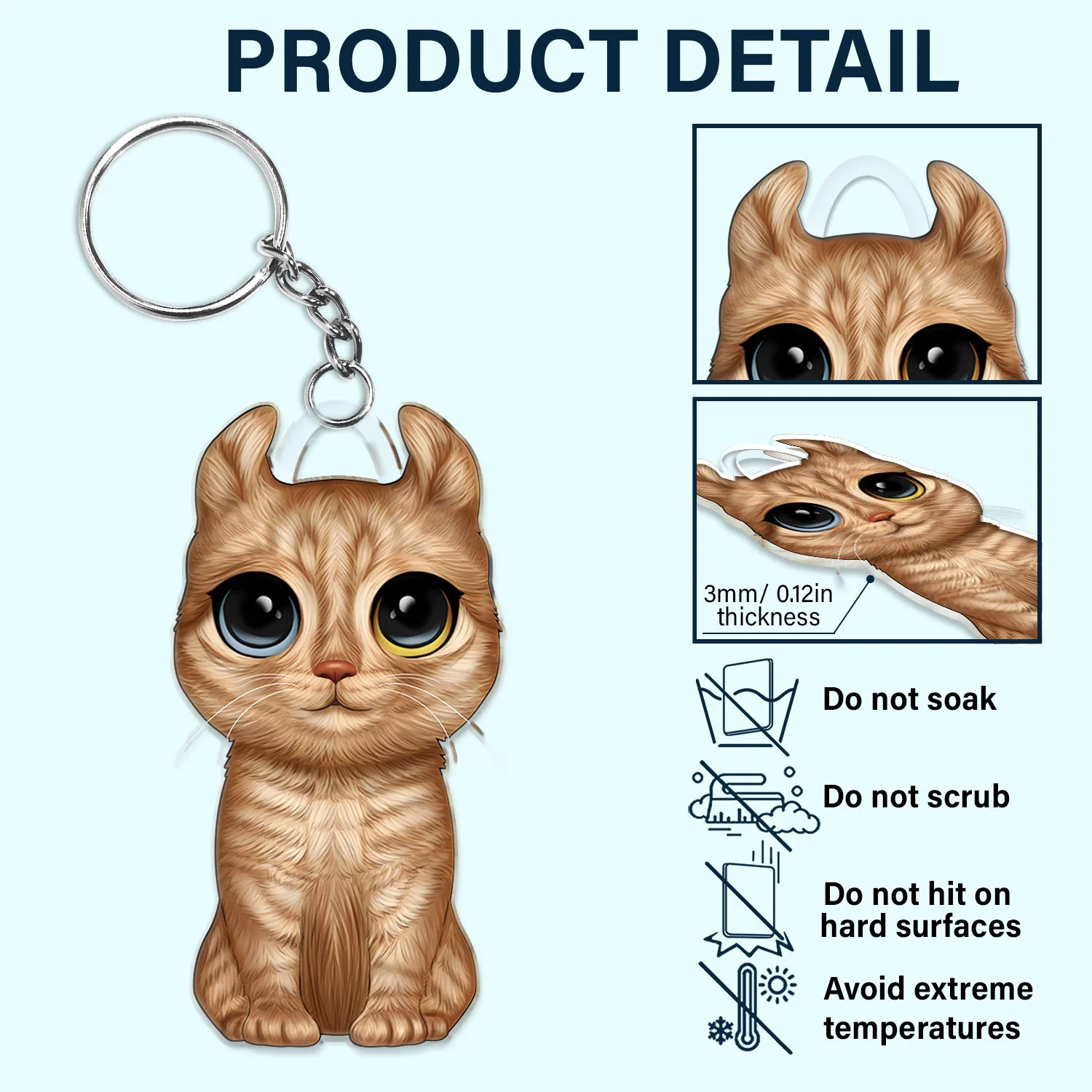 Cute Cat - Funny Gift For Cat Lovers, Cat Mom, Cat Dad - Personalized Cutout Acrylic Keychain - Image 5