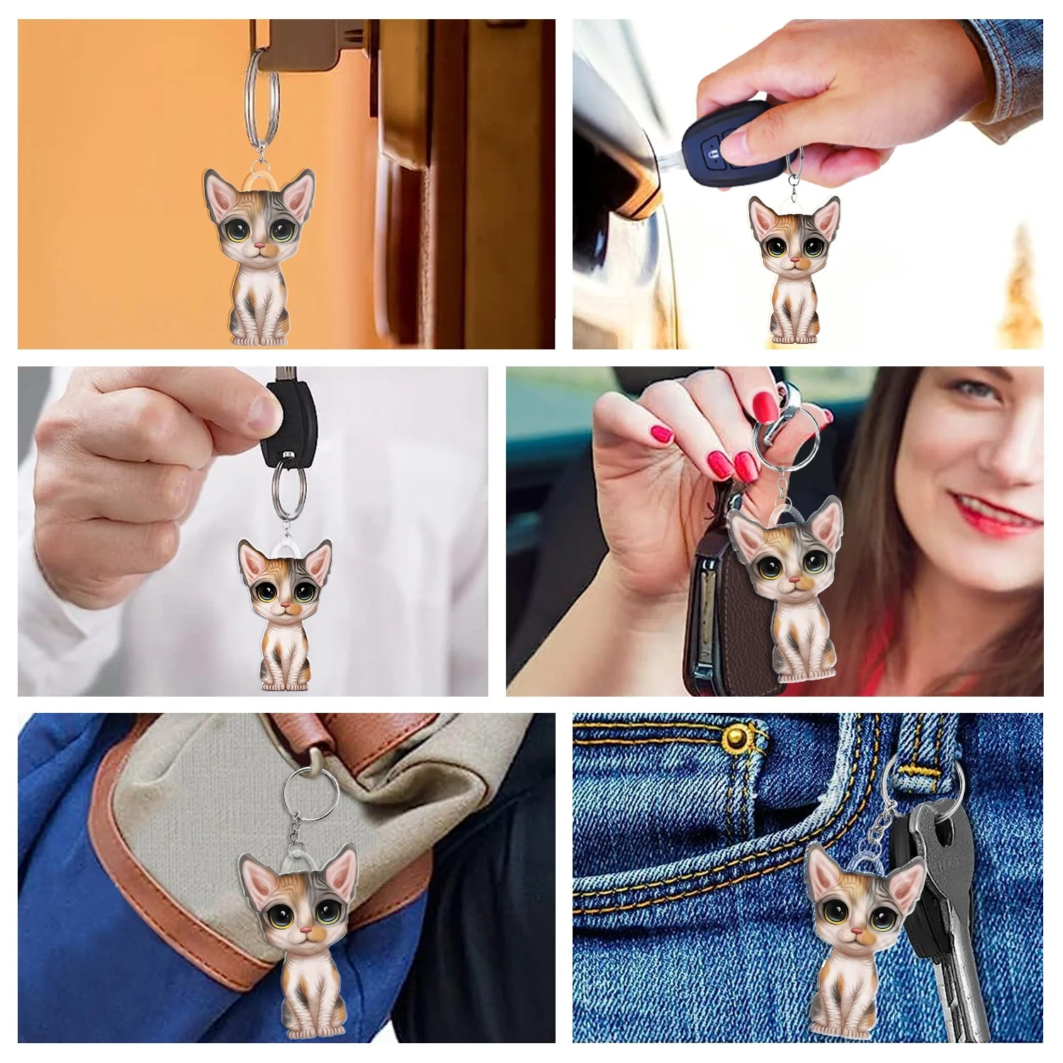 Cute Cat - Funny Gift For Cat Lovers, Cat Mom, Cat Dad - Personalized Cutout Acrylic Keychain - Image 6