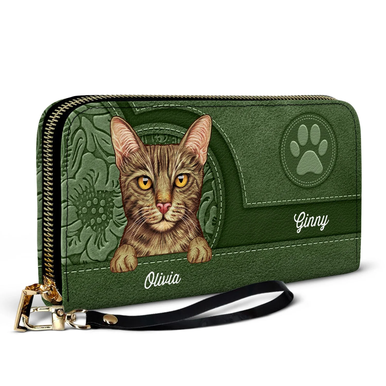 Cute Cats Aesthetic Pattern - Birthday, Loving Gift For Cat Mom, Cat Lovers - Personalized Leather Long Wallet - Image 2