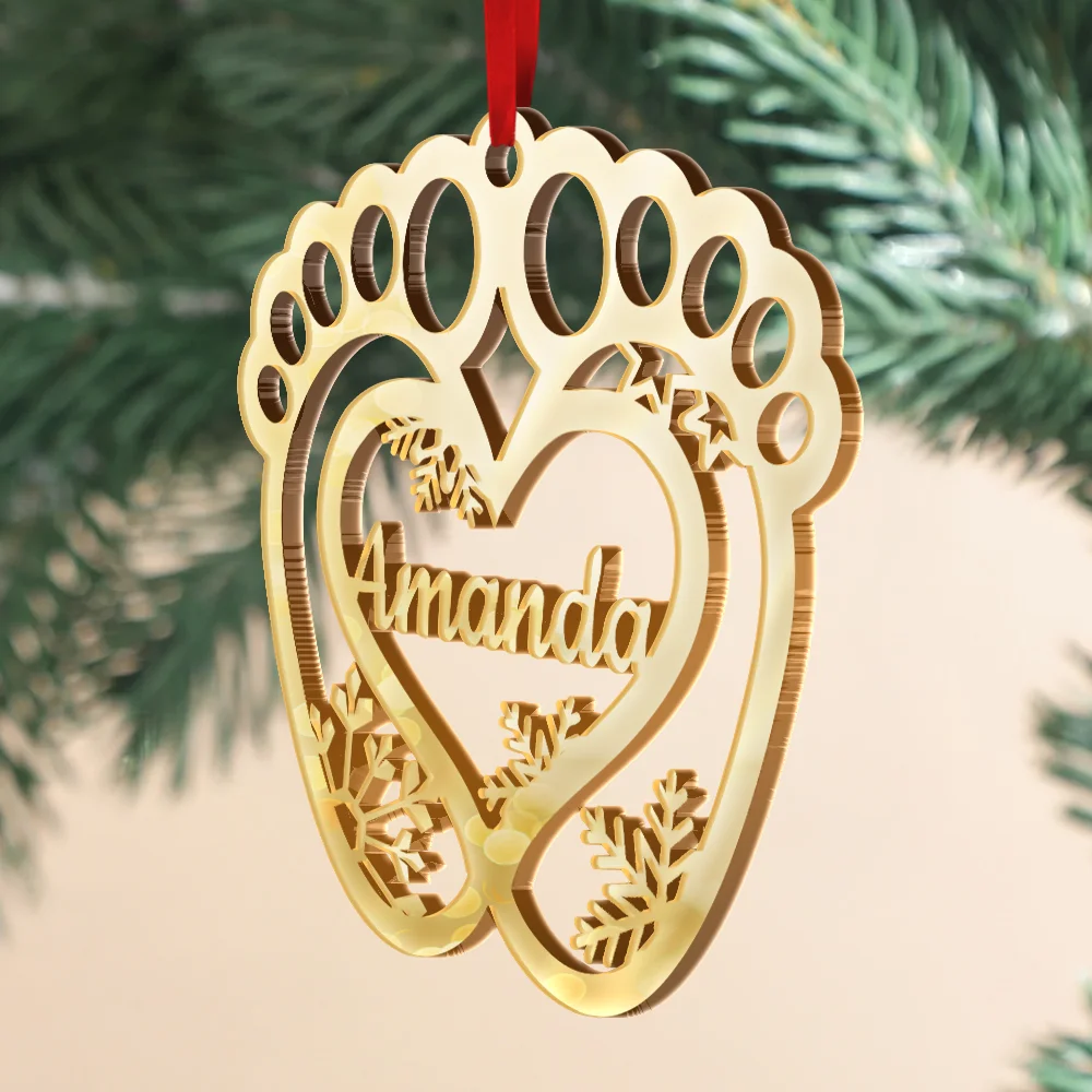 Cute Christmas Ornament For Kid Baby - Personalized DIY Mirror Acrylic Ornament - Image 2