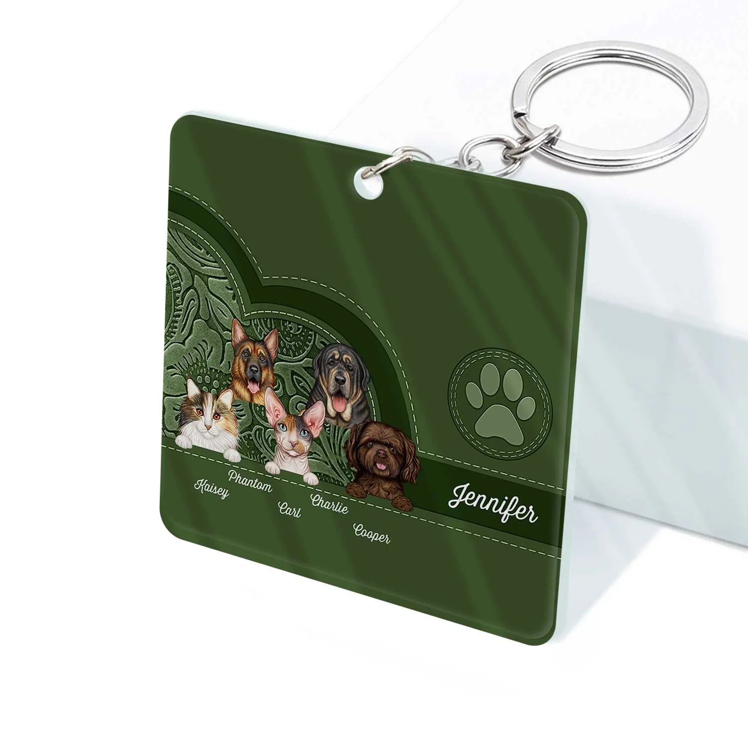 Cute Dogs And Cats Aesthetic Pattern - Birthday, Loving Gift For Pet Lovers, Dog Mom, Cat Mom - Personalized Acrylic Keychain - Image 2