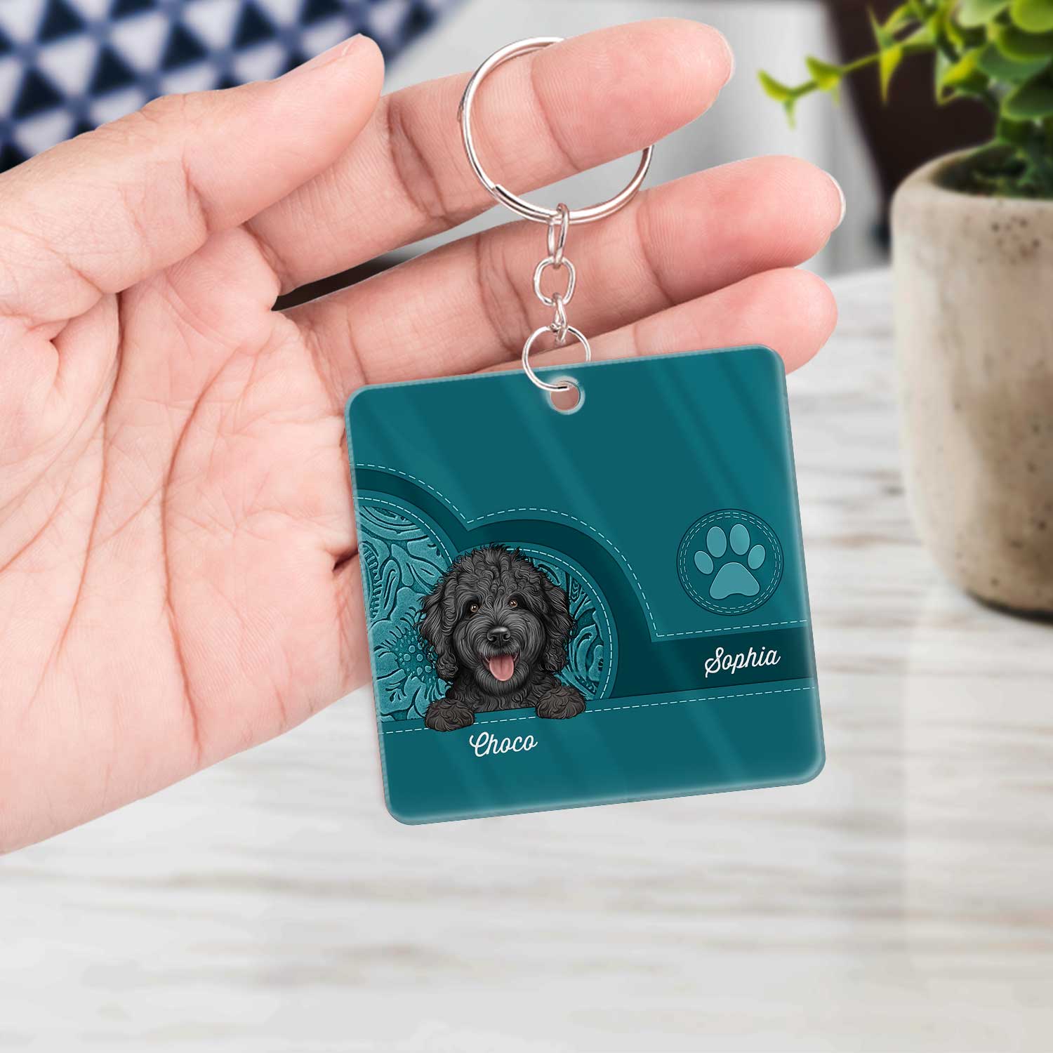 Cute Dogs And Cats Aesthetic Pattern - Birthday, Loving Gift For Pet Lovers, Dog Mom, Cat Mom - Personalized Acrylic Keychain - Image 4