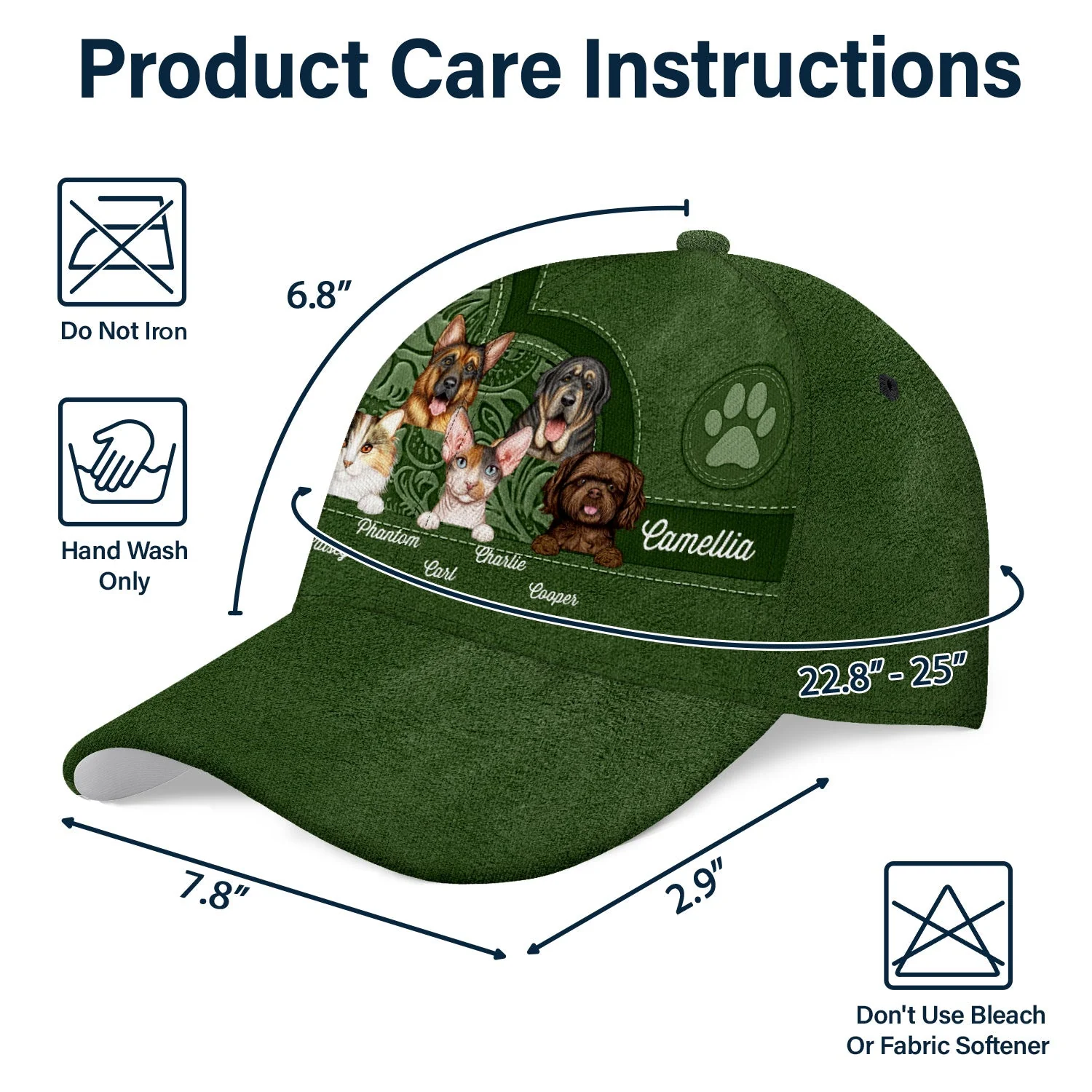 Cute Dogs And Cats Aesthetic Pattern - Birthday, Loving Gift For Pet Lovers, Dog Mom, Cat Mom - Personalized Classic Cap - Image 4